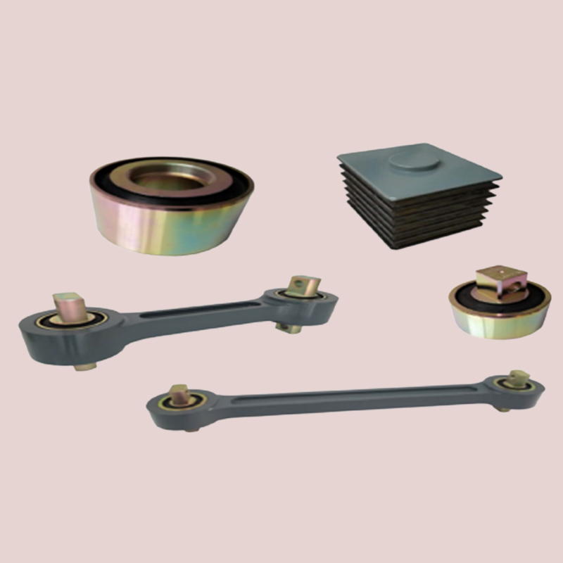 Rubber bush, block and link assembly